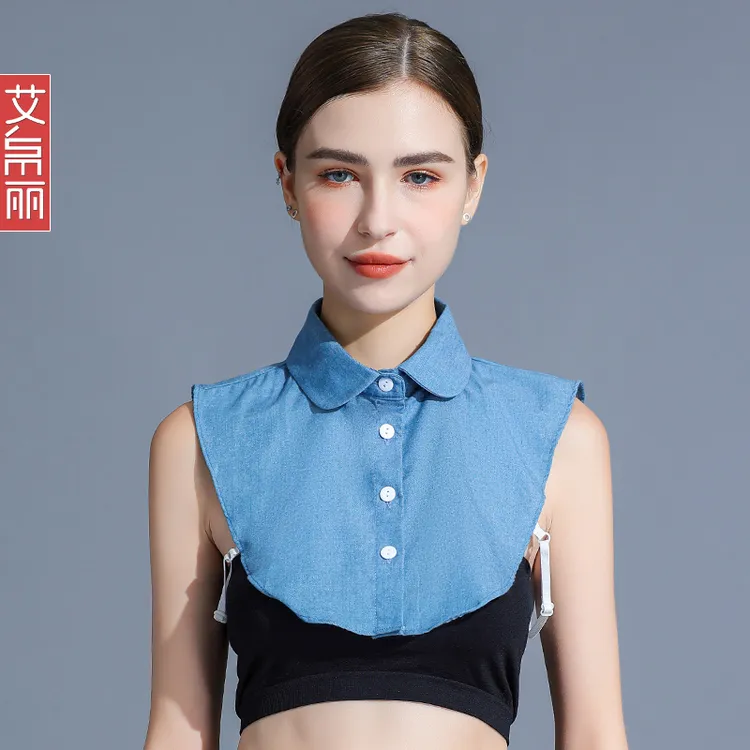 木耳边假领子女秋冬春棉百搭休闲牛仔圆领搭配卫衣毛衣衬衣假领