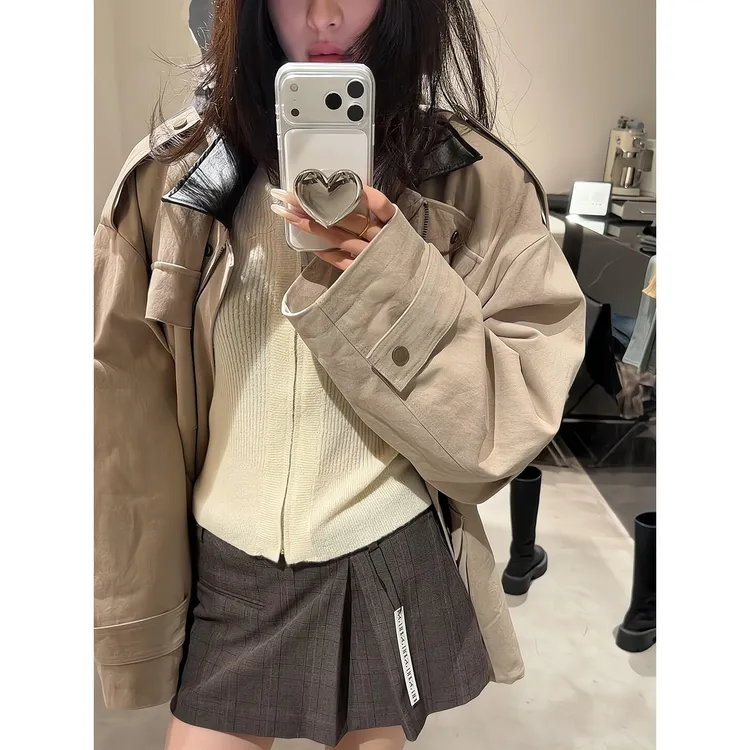 高级感复古休闲牛仔外套拼接气质抽褶内搭打底开叉半身裙包臀短裙