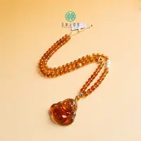 菲菲珠宝好~琥珀佛公项链约6mm+