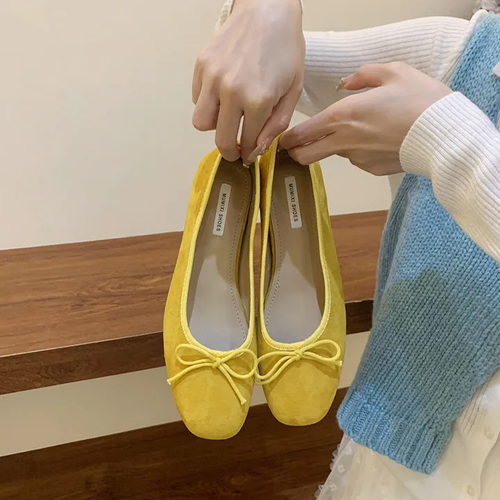 UHCK平底复古红色单鞋女鞋子2025新款春秋季法式粉色芭蕾舞温柔晚