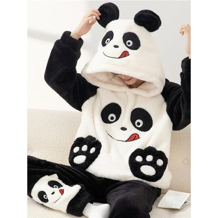 维多利亚2025秋冬款男士睡衣珊瑚绒加肥加大码卡通学生加厚保暖家