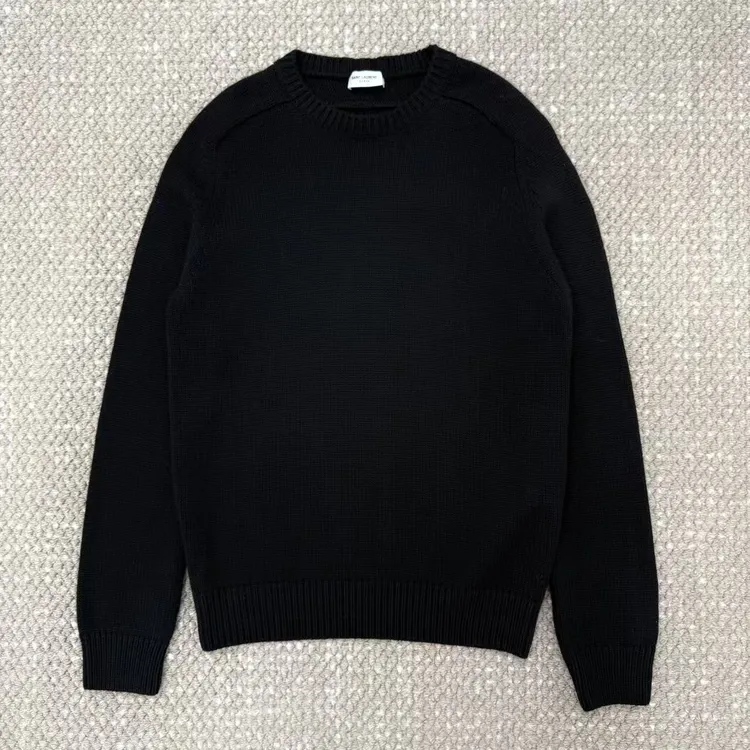 未使用 YSL/圣罗兰 黑色套头百搭山羊绒圆领毛衣