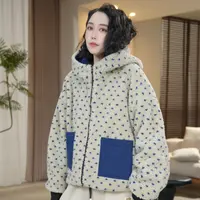 CC-2 两面穿冬季新款连帽棉服简约大气宽松休闲百搭棉衣外套