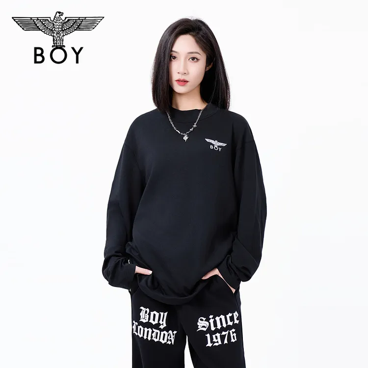 BOY2025新款秋季男女同款潮牌简约百搭圆领长袖T恤N00029