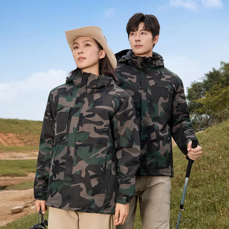 户外防风防水冲锋衣印花耐磨防寒加绒男女