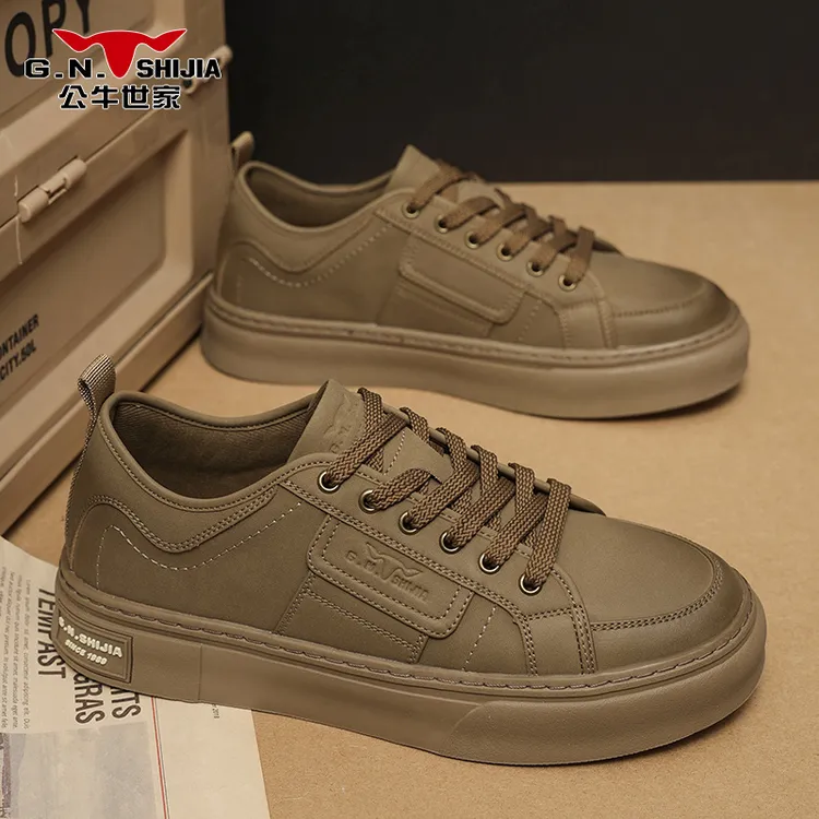 公牛世家男士休闲板鞋秋季百搭低帮男鞋时尚鞋子厚底复古男款潮鞋