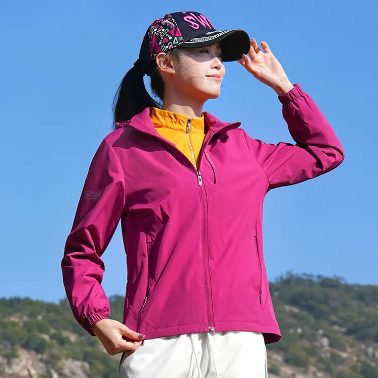 正品防风冲锋衣春秋款防水防刮女士连帽透气简约时尚运动休闲户外