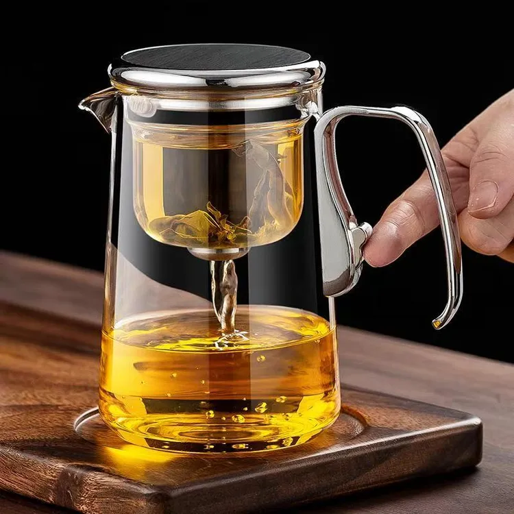 六祥新款无杆磁吸飘逸杯泡茶壶茶具全玻璃内胆高档飘逸壶茶水分离