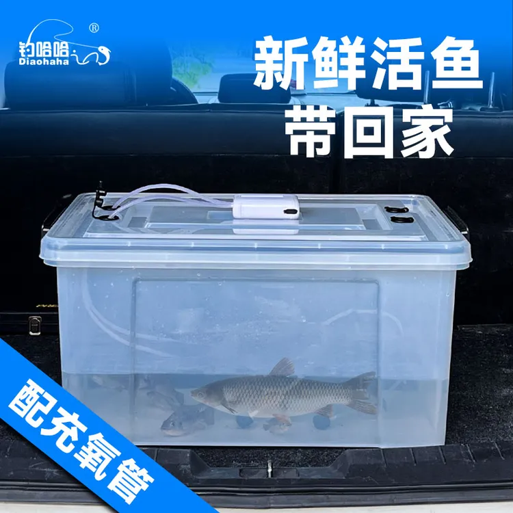 车载密封活鱼箱户外透明钓鱼装鱼桶加厚打氧海鲜水产专业垂钓渔具