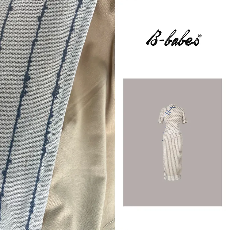 B-babes【晚意天香】新中式国风少女高级感复古条纹改良旗袍连衣裙