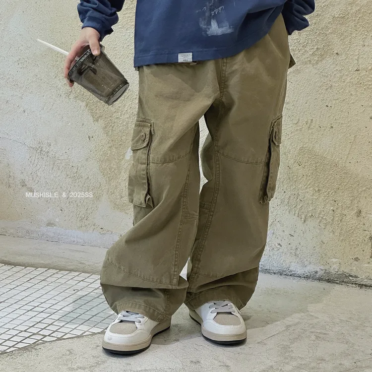【MUSHISLE】阿又秋季童装儿童男童中大童重工高街口袋休闲裤85019Q