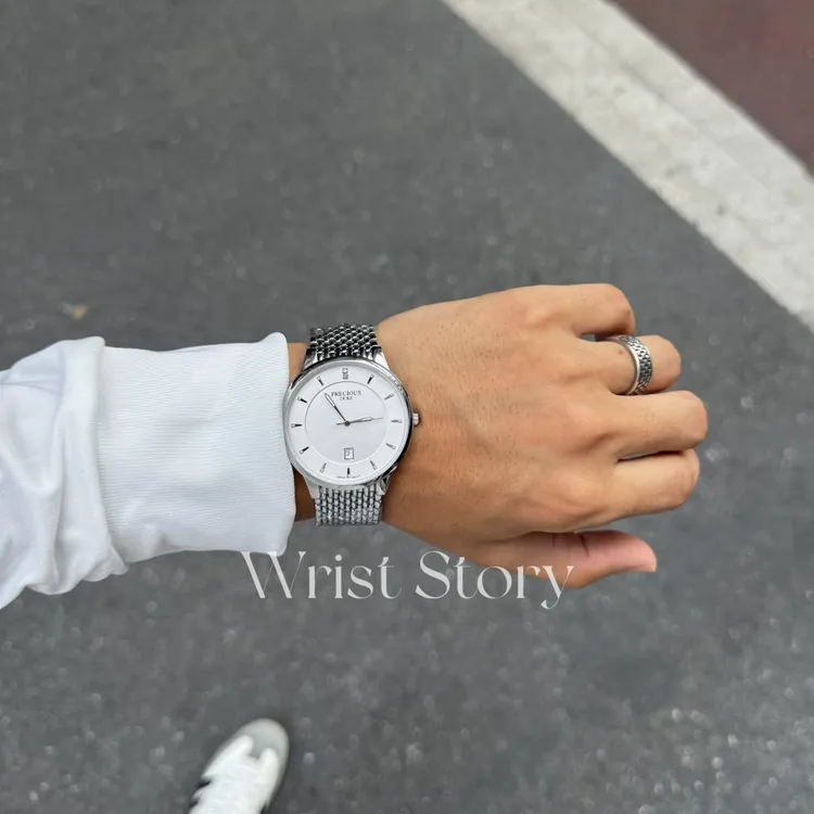 新款轻奢超薄商务男士石英防水手表简约百搭休闲日历钢带表
