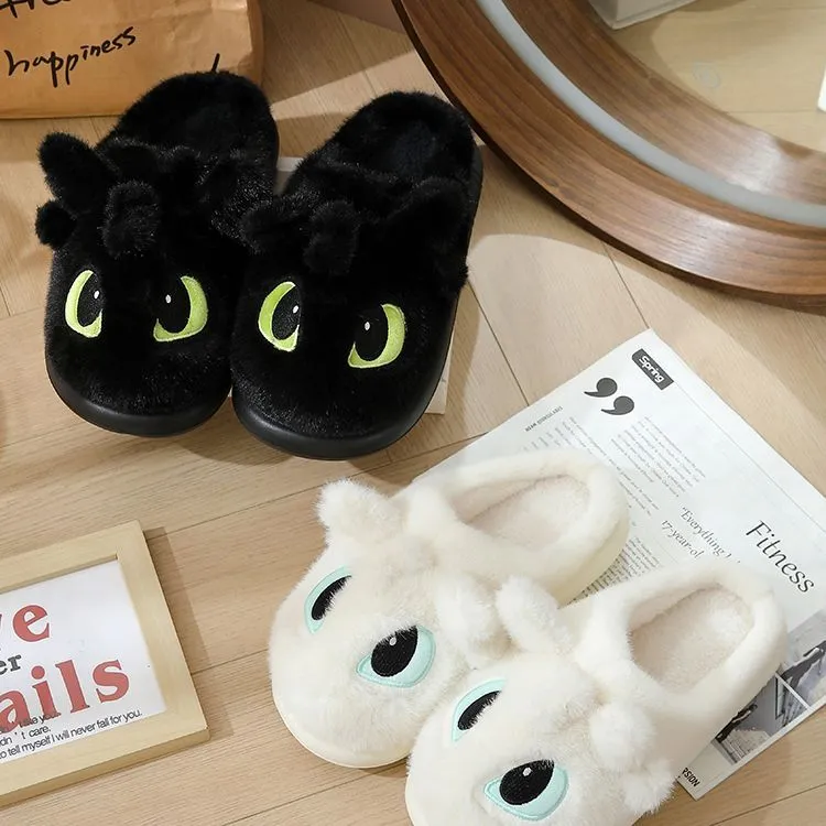 毛毛小恶魔拖鞋情侣冬季可爱室内居家外穿防滑月子保暖厚底毛绒