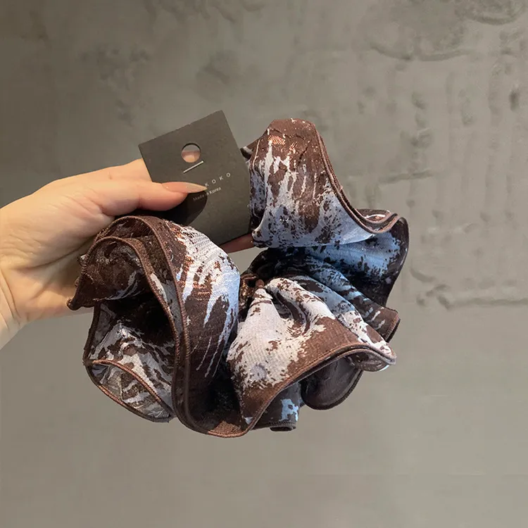 优雅双层晕染绢纱肥肠圈韩国气质包边立体扎发头花皮筋洋气发圈女