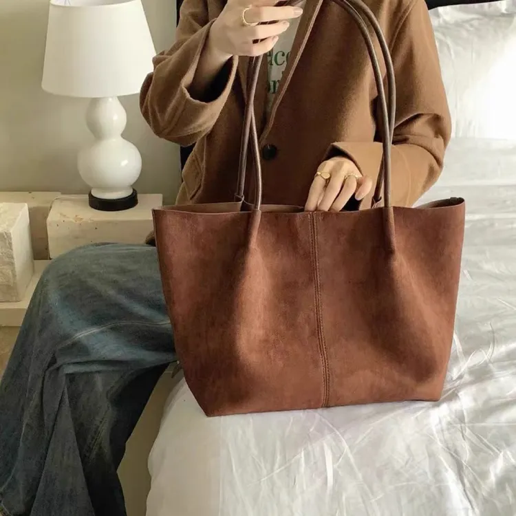 自留款高品质大容量麂皮绒氛围感通勤单肩托特包