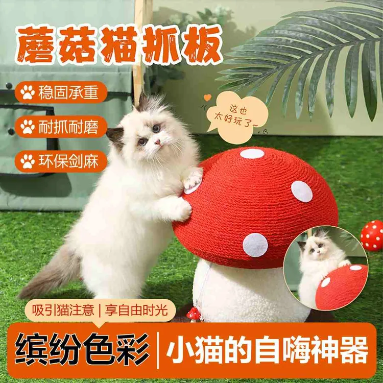 红蘑菇抓板耐抓耐磨不掉屑爬架一体立式抓柱熬宠物必备物品