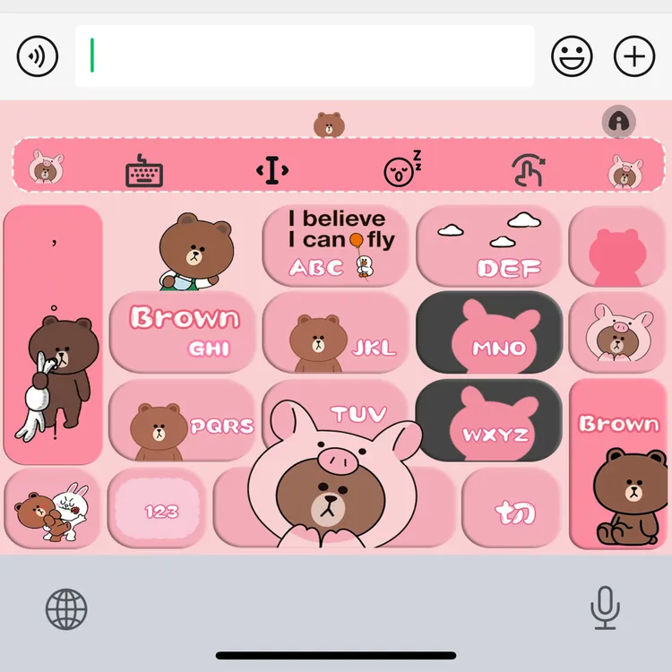 猪猪布朗熊/ios苹果安卓百度输入法皮肤键盘白肚皮双色