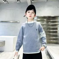 男童秋冬新款针织毛衣中大童时尚套头打底男宝线衣马标外穿百搭
