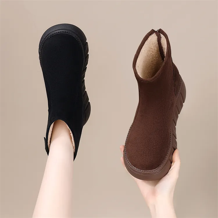 加绒加厚厚底雪地靴女2025年冬季新款保暖东北棉靴软底显脚小短靴