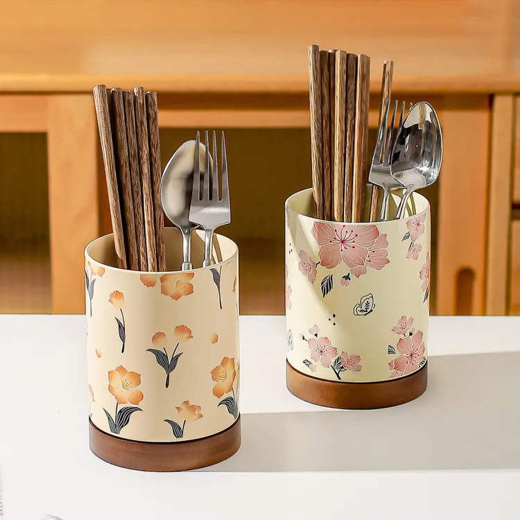 川岛屋筷子收纳盒家用高档新款台面陶瓷沥水筷笼筷篓筷子桶筷子筒