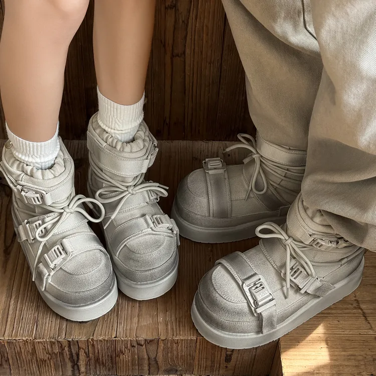 风马丁靴厚底7cm增高机车工装靴棉鞋男冬季黑武士雪地靴小众机能