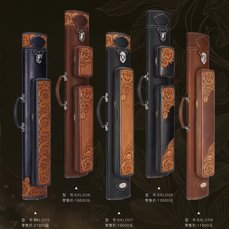 由甲大头杆桶手掌纹唐草系列杆包高端纯色素面牛皮九球杆包桶手工