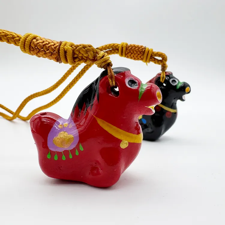 浚州文创传统手工非遗生肖黑马泥哨可吹响河南特产泥咕咕挂件配饰