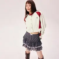 H021【金拐子专属】CHUU拼接运动风字母刺绣长袖韩系外套-F