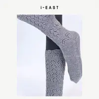 i-EAST 甜美女孩~秋冬镂空设计感连脚中筒袜-5Q PS8638