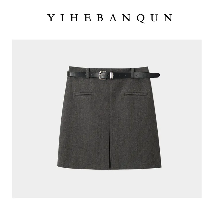miu系毛呢半身裙2025秋冬新款时髦轻奢短裙修身高腰假口袋半身裙