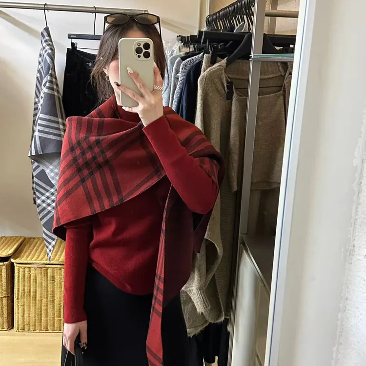 秋冬百搭显瘦针织围巾保暖韩版毛衣ins