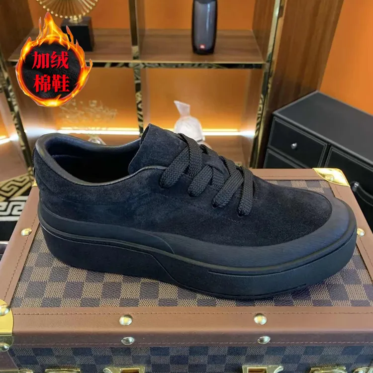 冬季加绒加厚男鞋保暖棉鞋休闲厚底增高学生原创设计港风板鞋男士