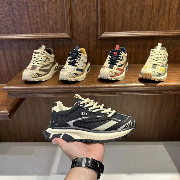 男士鞋防滑耐磨底拼色时尚舒适软底软面鞋透气网面复古休闲鞋  DL