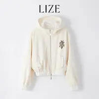 LIZE「鲁斯本假日」高定重磅灯芯绒.手工钉珠.双拉链连帽卫衣外套