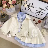 T3【悦禾】秋款上新白色皮衣拼接假俩件秋季长袖儿童儿童衣服7634