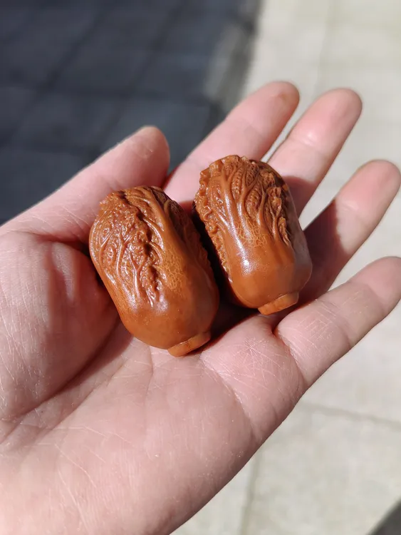 巴西大橄榄核雕刻白菜文玩摆件转运吉祥手把件手球