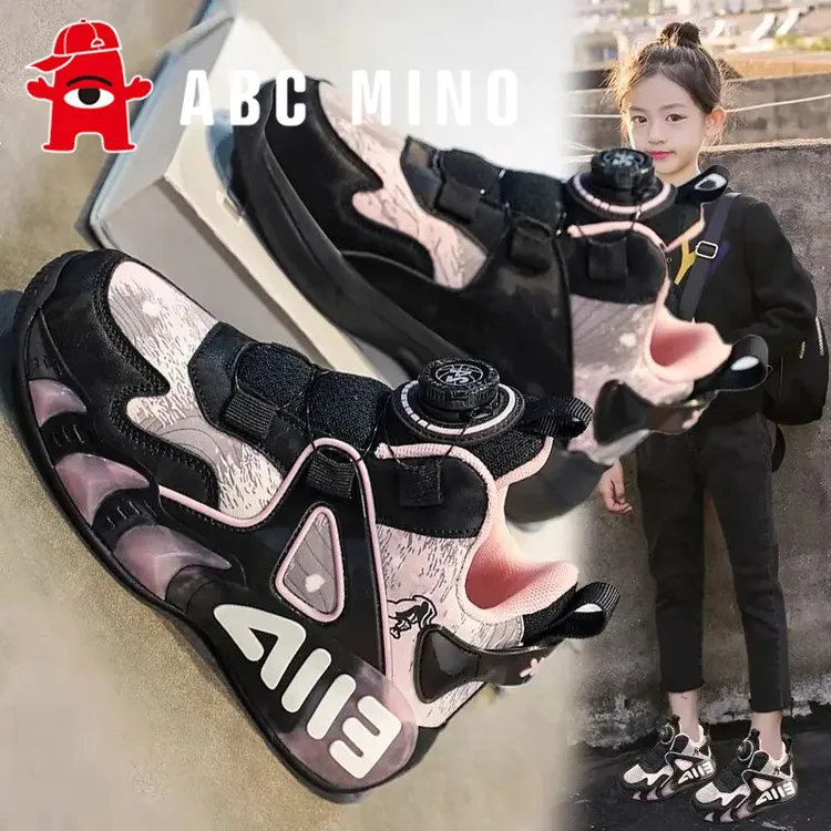 ABC MINO女童鞋秋季新款儿童防滑篮球鞋中大童轻便女孩运动老爹鞋