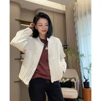 秋季竖条纹绗缝拉链无领休闲外套5-9-25