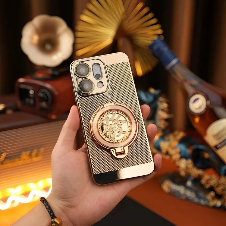 【解压陀螺+高清镜头膜】适用OPPO Reno14电镀网格散热支架壳简约