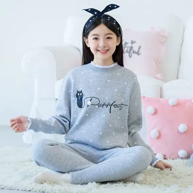 保暖内衣女套装加绒加厚棉少女初中高中学生秋衣秋裤女大童女孩新