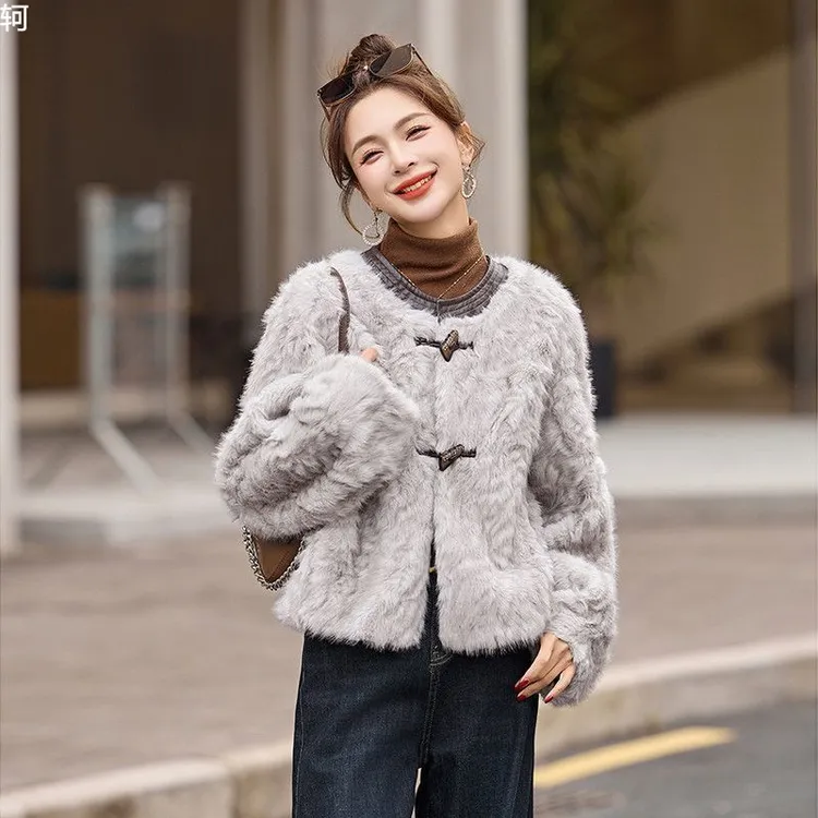 时尚秋冬冬季加厚韩版宽松网红洋气保暖加绒女装女士外套大衣小湖