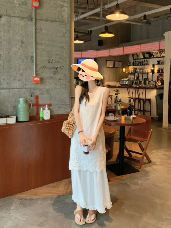 【主播专属-】送发圈-运补-6-韩系重工镂空设计感连衣裙  7023