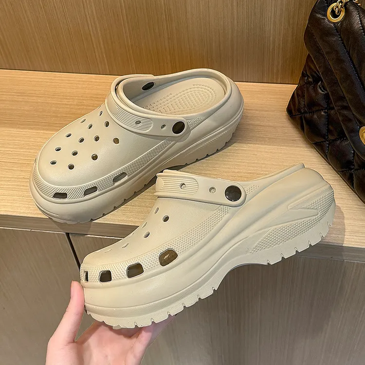 7cm厚底洞洞鞋女款夏季外穿2025新款EVA软底防滑包头凉拖鞋女