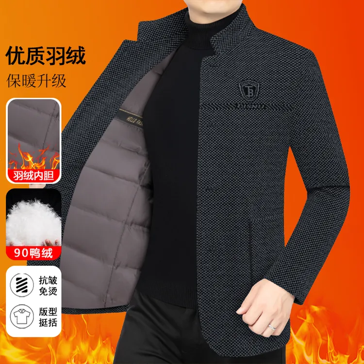 90鸭绒/高倍保暖 冬装中老年男士加绒加厚保暖羽绒服棉服外套2509