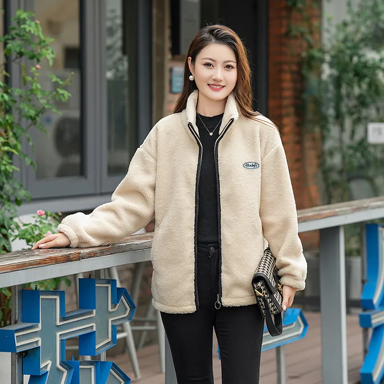 2025冬季韩版时尚女外套加绒加厚保暖舒适外套颗粒绒外套T