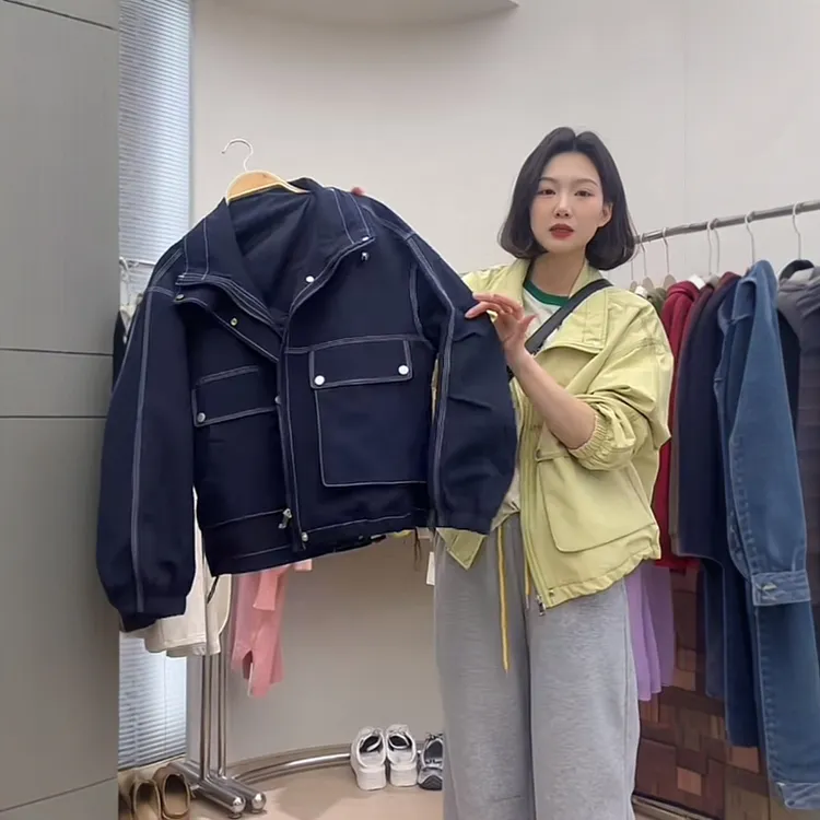高级感短款立领工装外套女春装2025爆款时尚休闲宽松薄款夹克上衣
