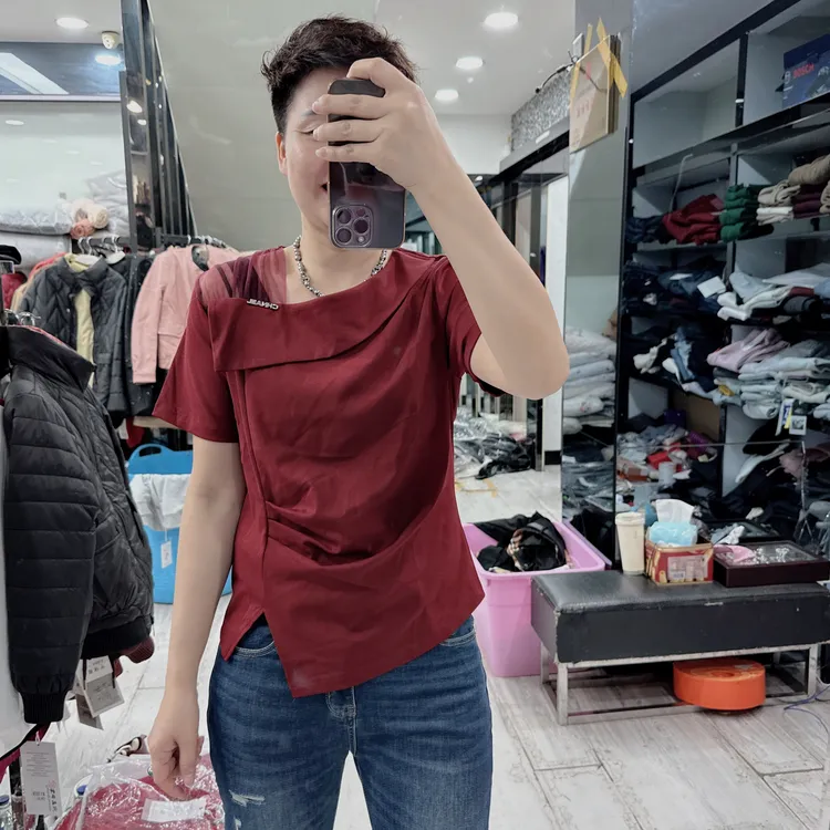 超好看韩版新款平价3色不规则百搭上衣8856品