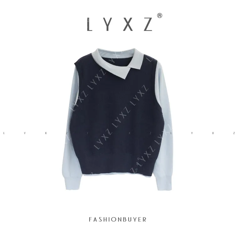 LYXZ x 大小与【生活手记】冬季新款时尚感撞色气质款针织衫82878