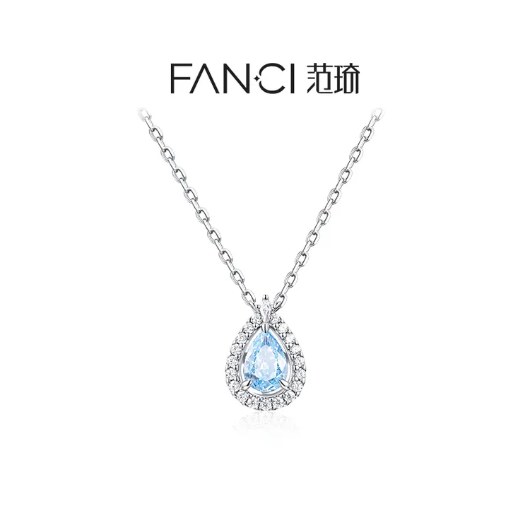 链子925银 范琦蓝眼泪项链人鱼之泪精致轻奢气质锁骨链圣诞礼物