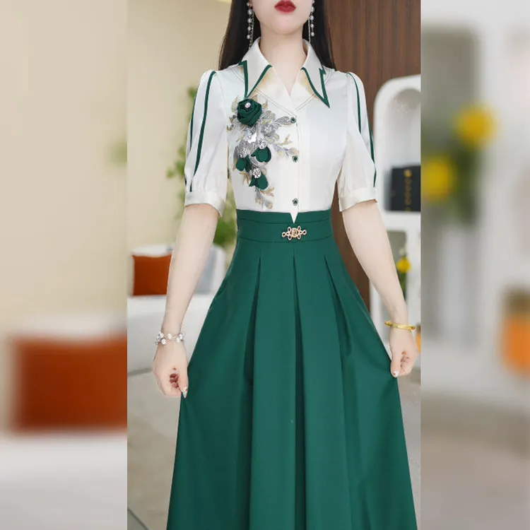 赛菲雅衬衫式连衣裙高端轻奢女装2025新款职业装别致独特短袖裙子